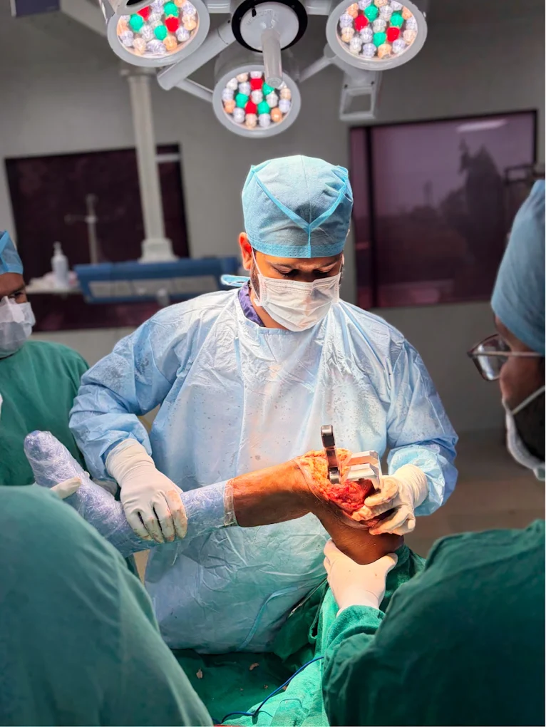 Dr. Nikhil Gupta performing orthopaedic surgery